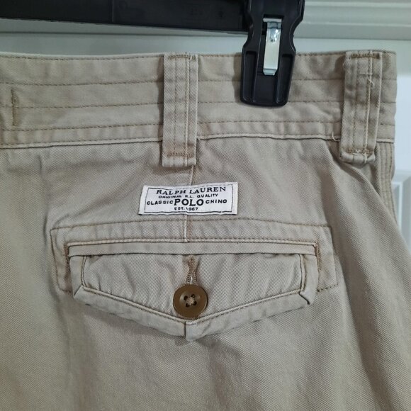 Polo Ralph Lauren Shorts Mens 36 Tan Gellar Cargo Fatigue Military Chino Rugged - Picture 4 of 10